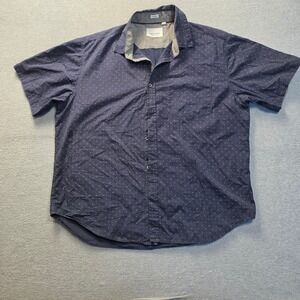 Paper Denim & Cloth Short Sleeve Button Front Dot Print Shirt Mens 2X Navy Blue